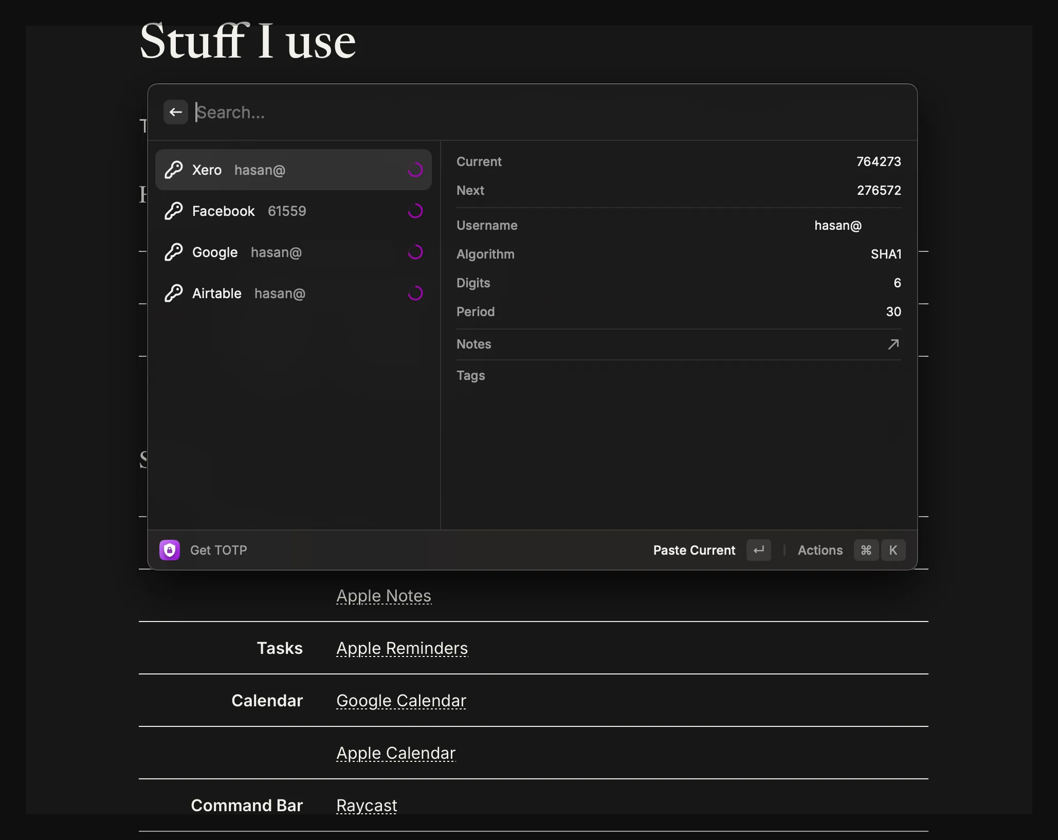 Raycast interface in action